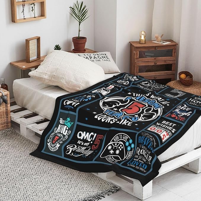 5 Year Old Boy Birthday Gift Throw Blanket 50" x 40", Best Gifts for 5 Year Old Boys, 5 Year Old Boy Birthday Gift Ideas, Birthday Gift for 5Yr Old Boy, Five Year Old Boy Gifts, Present for Boys Age 5