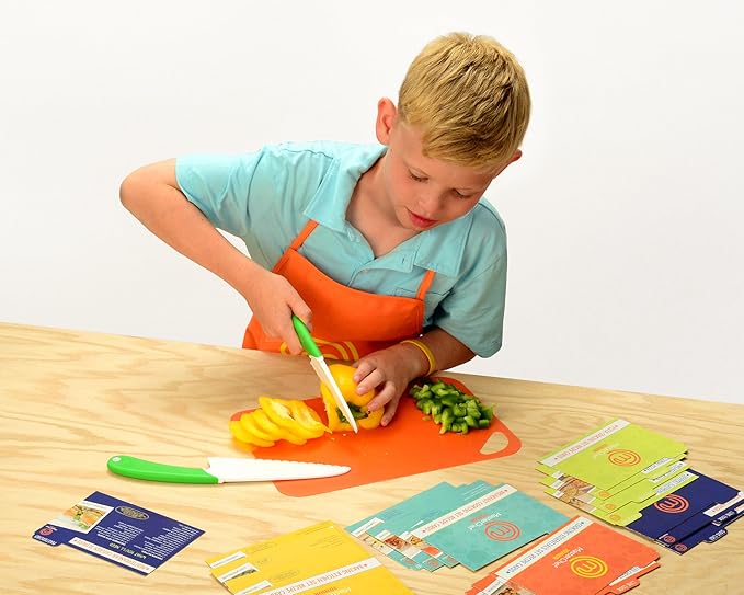 Knife and Cutting Board Set - Includes Real Cutting Tools for Kids and 15 Cooking Childrens Baking Recipes - Great for Homemade Cooking Party, Birthday Activity