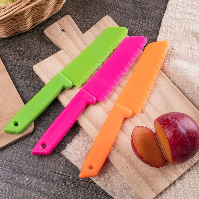JOVITEC 10 Pieces Kid Plastic Nylon Cooking Knife Set, Children Toddler Kitchen Knives, Safe Knives for Bread, Lettuce Knife and Salad Knife