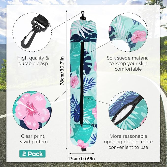 2 PCS Stuffable Travel Pillow, Stuffable Neck Pillow for Travel, Portable Self-Fillable Design Travel Pillow U-Shaped with Snap Strap Storage Bag, Monstera Leaf(Pillow Cover Only, No Filler)