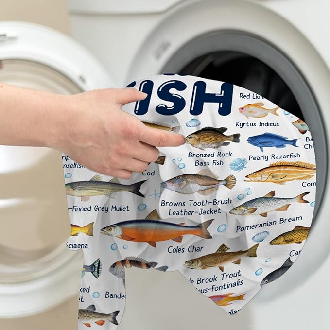 Fish Throw Blanket,Types of Fish Blanket Fish Blanket Gifts,Ultra Soft Lightweight Flannel Blankets Warm Fuzzy Cozy Plush Blankets for Couch Sofa Bed Living Room,Kids Size-40"x50"