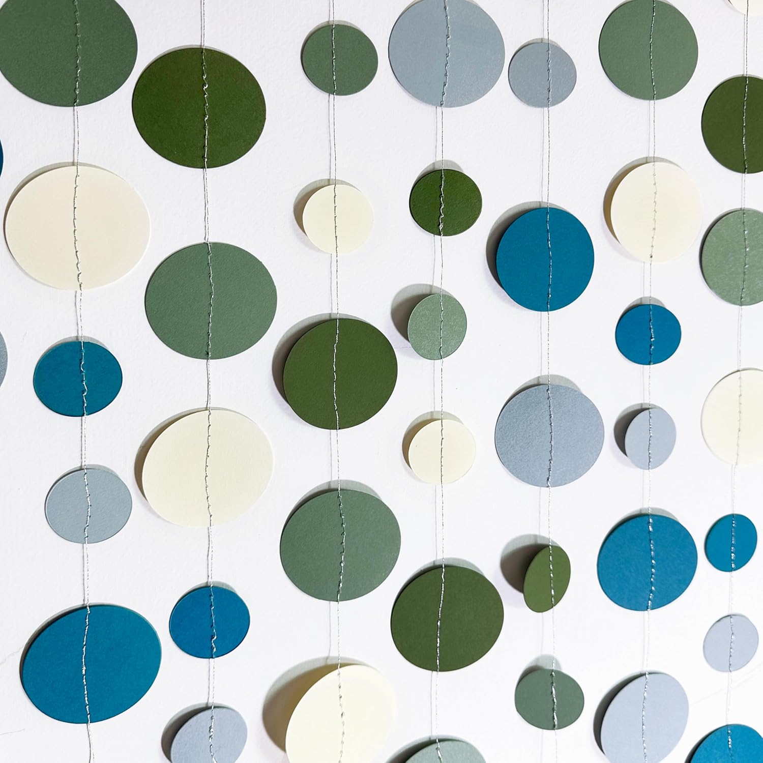 Sage Green and Dusty Blue Party Decorations Polka Dots Garlands Hanging Paper Circle Dots Streamer for Men Boy Birthday Baby Shower Wedding Engagement Retirement Silly Goose Party Decorations Supplies