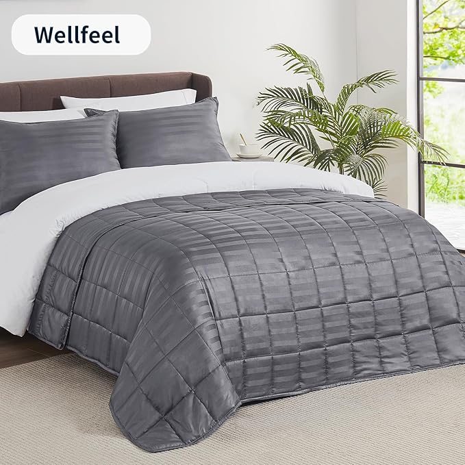 Weighted Blanket for Adult,15lbs Heavy Weighted Blanket 60"x80" Breathable Cooling Summer Blankets, Ultra Soft Cotton Comfort Throw Blanket with Glass Beads for All-Season (Dark Grey)