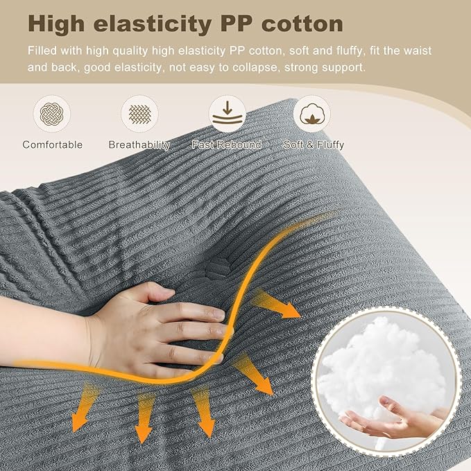 Headboard Pillow - Queen-Sized Headboard Wedge Pillow for Daybeds and Bunk Beds - Durable, Comfortable, with Removable Velvet Cover (Dark gray, 59x20x8Inches)