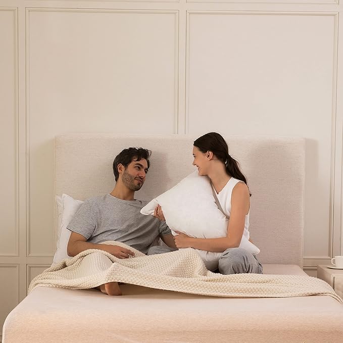 Luxury Goose Feathers Down Pillow Queen Size, Hotel Quality Fluffy Bed Pillow, Soft Pillow for Sleeping, Organic Cotton Cover(20x28”, Pack of 1)