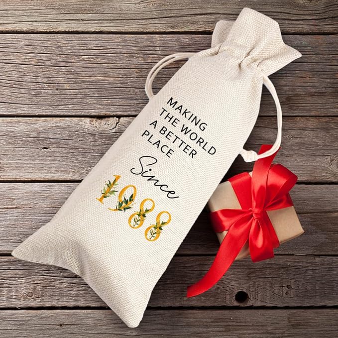 36th Birthday Gift | 36 Birthday Wine Bag Gift |Making The World A Better Place Since 1988 | 36 Birthday Gifts for Her Sister | 36 Years Old Gift Idea Wine Bag | 36 Birthday Party Favors 11WB38