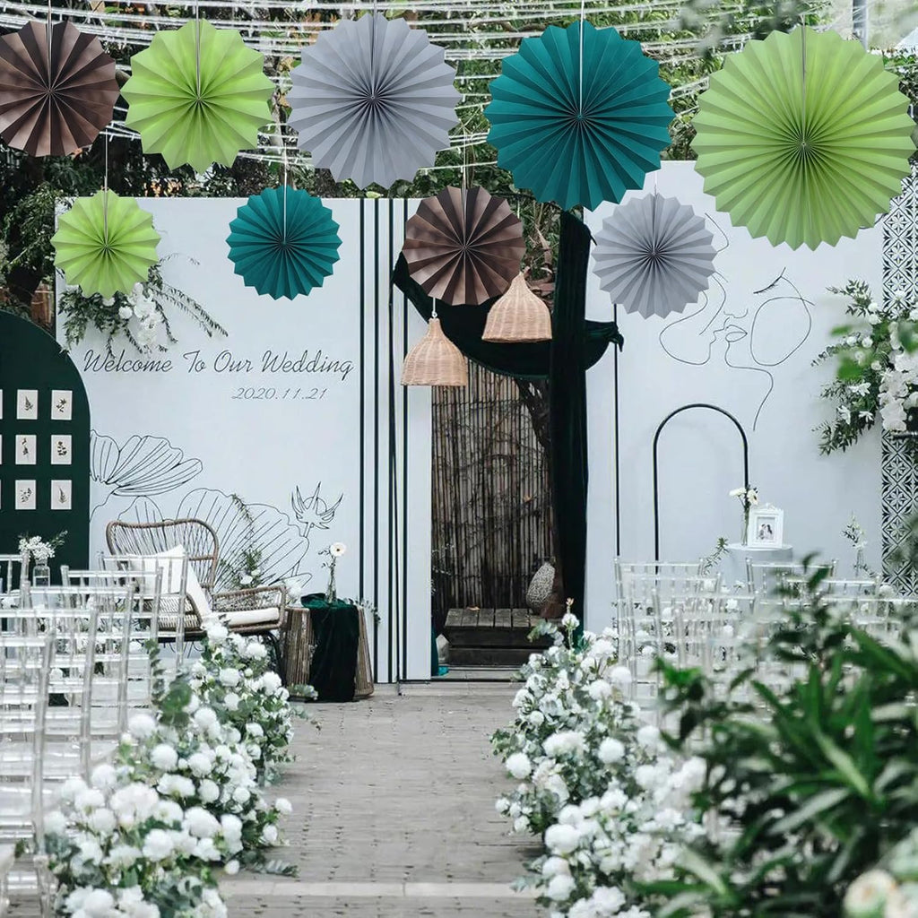 Coffee Party Decorations,Coffee Birthday Decorations,Party Events Accessories,Coffee Themed Party Decorations,Coffee Party,Friends Themed Party 8in Hanging Paper Fans 30 Color DIY Set(Coffee))