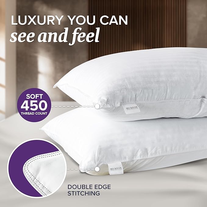Beckham Hotel Collection King Size Bed Pillows Set of 2 - Down Pillow for Sleeping - Back, Stomach or Side Sleepers