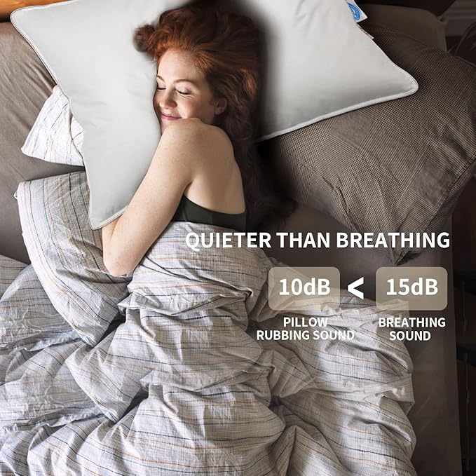 Natural Goose Down Pillows: Luxury Hotel Bed Pillow with 750 Fill Power, White Goose Down Sleeping Pillow with Pillowcase, Soft Pillow for Back, Side, Stomach Sleepers - 1 Pack, Queen (20" x 30")