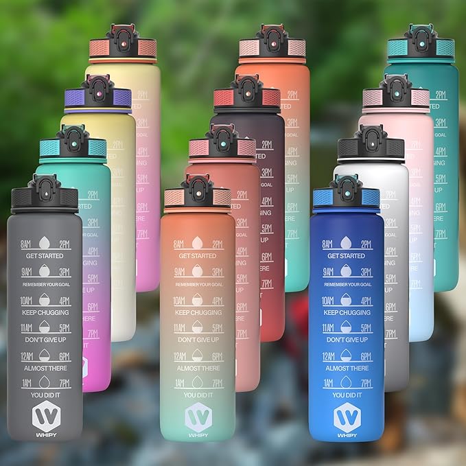 32 oz Water Bottle with Time Marker Leak-Proof & BPA Free Reusable Gym Water Bottle Easy to Carry Motivational Water Bottle for Fitness, Sports, Outdoor, Cycling, School & Office (Black & Red)