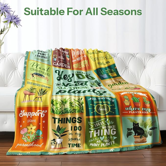 Gifts for Gardeners Woman, Plant Lover Gifts for Women, Plant Gifts Blanket, Gardening Gifts for Women, Blanket for Plant Lover Mom Aunt Grandma Daughter Mothers Day Christmas 60x80