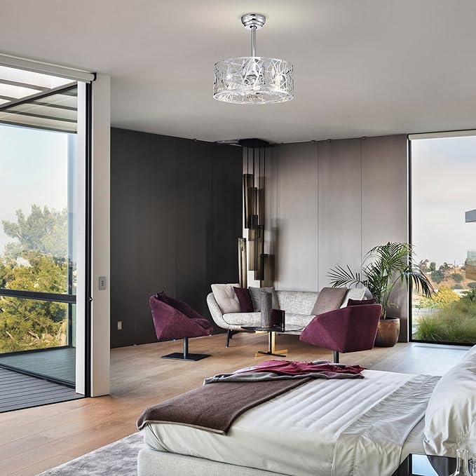 NicBex Ceiling Fan 18 Inch Vintage Style Ceiling Fan with Lights Ceiling Fans with 5 Blades and Remote Control Reversible Caged Ceiling Fan for Bedroom, Living Room, Silver