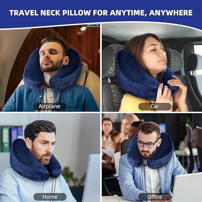 Inflatable Travel Pillow, H-Shape Inflatable Neck Pillow for Traveling on Plane, Washable Cover Travel Pillow Inflatable Airplane Pillow for Neck Support, Blow up Neck Pillows for Air Travel