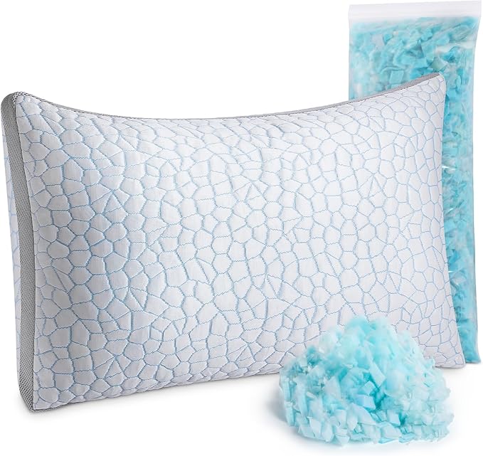 Cooling Gel Memory Foam Pillows, Hypoallergenic Dual-Sided Pillowcase Bed Pillows with Washable Cover, Adjustable Pillows Height for Side, Back and Stomach Sleepers, Queen, 50x76cm