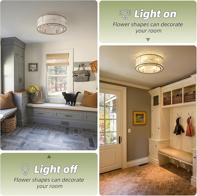 20 Inch Gold Crystal Ceiling Fan with Light, Caged Crystal Ceiling Fan with Light Remote Control, Flush Mount with 6 Speeds for Bedroom, Nursery, Living Room (6 E12 Bulb Includ) (Gold)