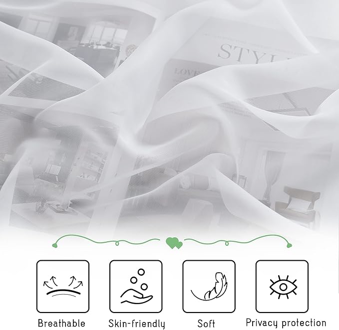 KGORGE Canopy Bed Sheer Curtains for Queen/King/Twin/Full Size, 8 Panels for Girls Boys Adults Bed, Home Bedroom Decor (White, 45 inch Width X 90 inch Length)