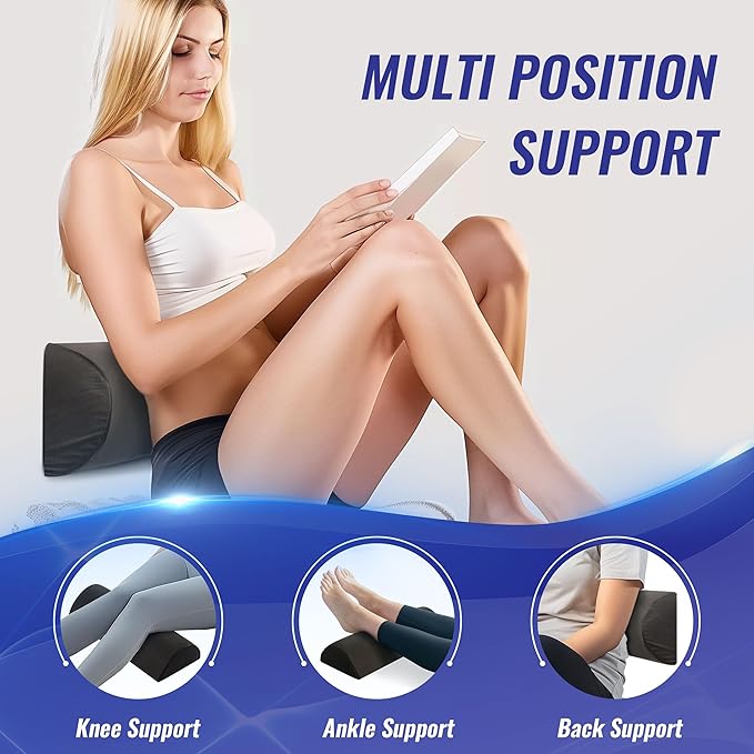 Cooling Knee Pillow for Back Sleeping, Knee Wedge Pillow for Back Pain, Cooling Body Pillow Leg Pillow for Side Sleeping, Knee Bolster Pillow for Legs support, Half Moon Knee Pillow for Back Sleeping