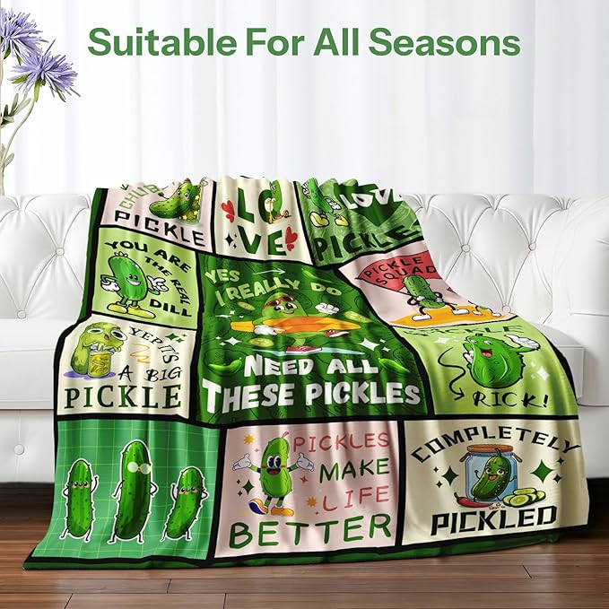 Pickle Blanket, Pickle Gifts for Pickle Lovers, Pickle Lover Gifts, Pickle Themed Gifts, Pickle Blanket for Pickle Lovers, Funny Pickle Gifts Blanket on Birthday Christmas 40x50 in