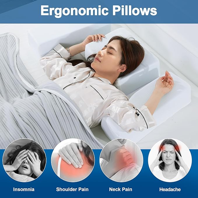 HOMBYS Shoulder Pillow Pillow for Side Sleeper,Ergonomic Memory Foam Pillow for Neck and Shoulder Pain,Cervical Neck Pillow with Armrest Area for Adults Sleeping