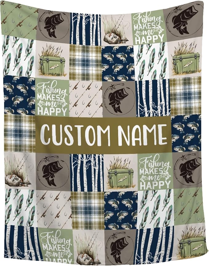 Custom Fishing Blankets and Throws,Fishing Gifts, Gifts for Fisherman,Custom Fish Blankets Fishing Gift for Man, Fish Hunter Gifts Throw Blanket, Fathers Day Fishing Gifts for Men,Baby Size-30"x40"