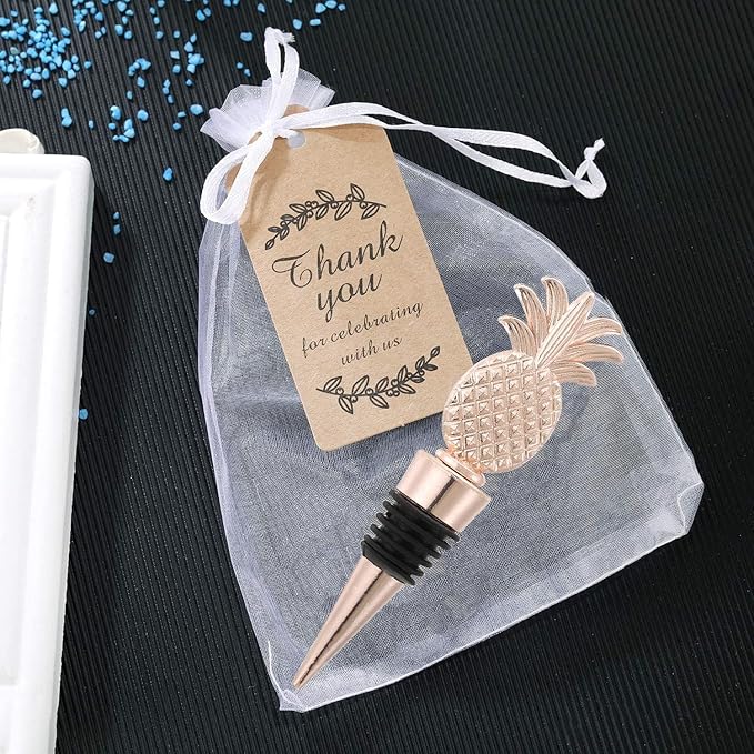12PCS Wine and Beverage Bottle Stoppers Pineapple Wine Cork Plug for Birthday Wedding Favor Bridal Party Shower or Engagement Souvenir Gift Supplies with DIY Kraft Tags (12, Pineapple)