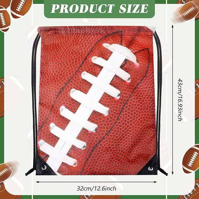 20 Pack Cups with Lid and Straw 14.2 oz Reusable Tumbler Clear Plastic Drinking Cups with 20 Pack Drawstring Bag for Birthday School Sport Decorations Party Supplies (Football)