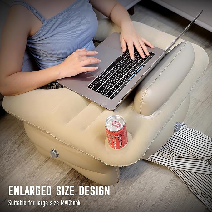 Inflatable Reading Pillow for Lap Rest Pillow Portable for Adult Extra Large Arm Rest Travel Sofa Working, Crocheting Playing Steam Deck Switch or Sitting in Bed Floor Car Tent