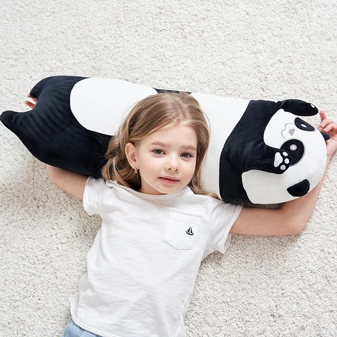 32 Inch Giant Panda Bears Stuffed Animal, Soft Large Long Pillow Doll,Cute Black Panda Plush Body Pillow Plushies Toy Gift for Kids, Boy and Girls Birthday