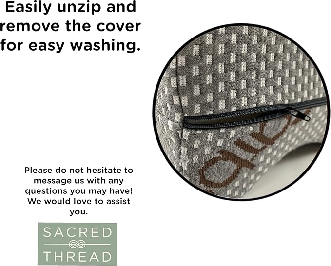 Sacred Thread Memory Foam Knee Pillow for Side Sleepers, for Knee, Hip, and Back Pain, Cooling Rayon Made from Bamboo Cover, Pillow for Between Legs (Grey Bone)