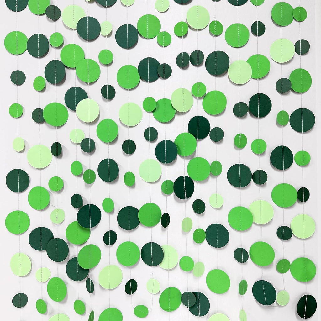 Green Party Decorations Ombre Green Circle Dots Garland Hanging Paper Polka Dot Streamer for Birthday Baby Shower Wedding Bridal Shower Summer Spring Easter St Patrick’s Day Golf Tea Party Supplies