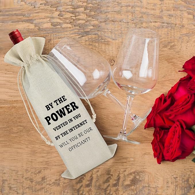 Wedding Officiant Gifts Wine Bag Thank You Gift for Wedding Officiant Guest Wedding Officiant Appreciation Gifts for Wedding Planner Coordinator Photographer Gift from Groom Bride Wine Gift Bag