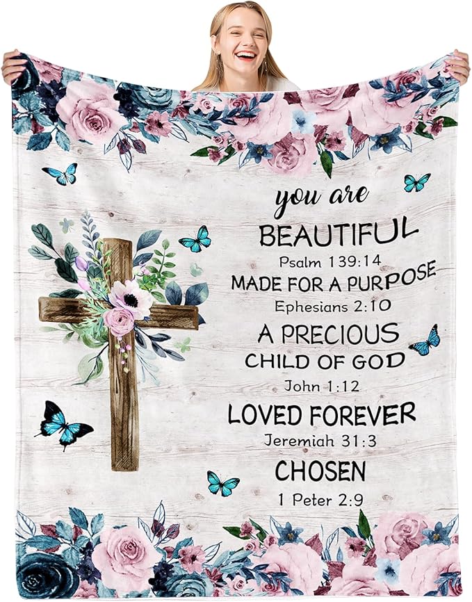 Christian Gifts for Women, Christian Gifts Blanket, Religious Gifts for Women, Birthday Gifts for Christians, Scripture Blanket, Inspirational Gifts Blanket for Women 60x80 in