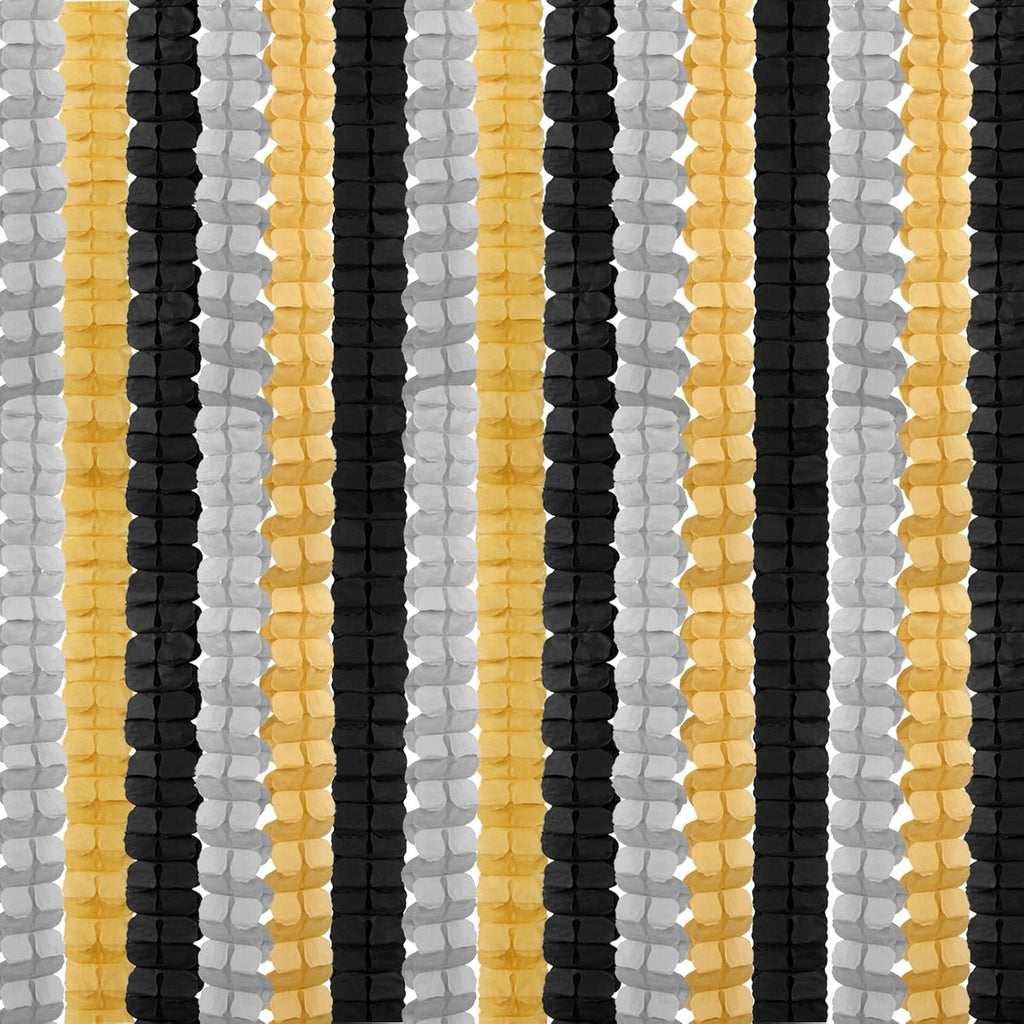 Black-Gold Silver Party-Decorations Streamers Garland - 157Ft Graduation Four-Leaf Clover Hanging Banner,Retirement Men Boys Birthday Wedding Baby Bridal Shower New Years Supplies Decor Hugtmr