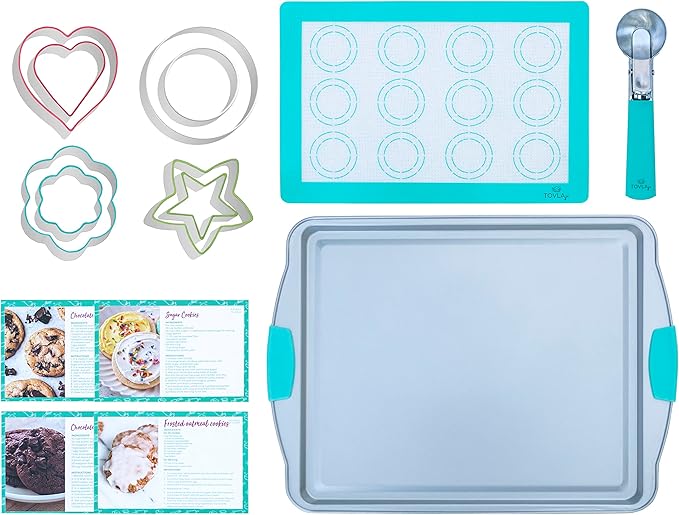 Tovla Jr. Cookie Baking and Cooking Gift Set for Kids - Cooking Supplies for The Junior Chef - Kids' Baking Set for Girls & Boys - Real Accessories & Utensils for The Curious Child