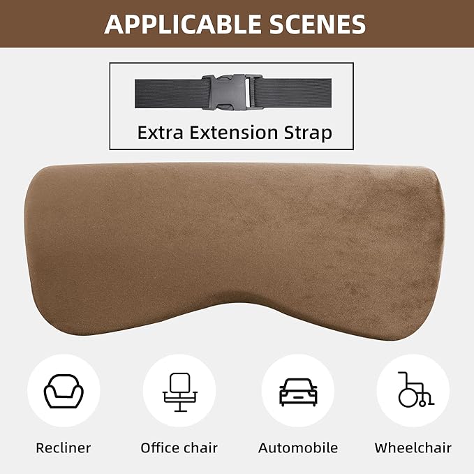HOMBYS Cervial Recliner Neck Pillow for Pain Relief, Foam Headrest Pillow with Strap for Securing, Extra Large & Non-Slip Neck Pillow for Recliner, Sofa, Office Chair, Car, Gaming Chair, Coffee