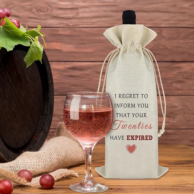 21st Birthday Gifts for Girls Boys Wine Bag 21st Birthday Gifts for Women Men Birthday Gift for Son Daughter 21 Year Old Gifts 21st Birthday Party Decors Cotton Burlap Wine Wrap Bag Turning 21 Gift