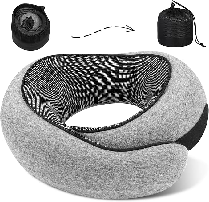 Travel Pillow Neck Pillow 2024, Memory Foam Neck Pillow Airplane, 360° Travel Neck Pillow Soft Neck Pillow for Traveling, Portable Travel Pillows for Airplanes Offices and Cars