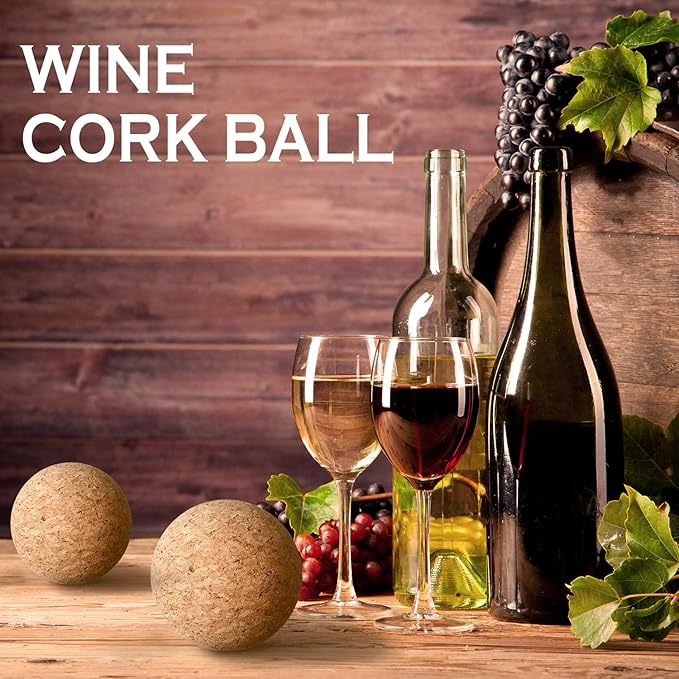 2 Pieces Wine Cork Ball Wooden Cork Ball Stopper for Wine Decanter Carafe Bottle Replacement (2.1 Inch/ 5.5 cm)