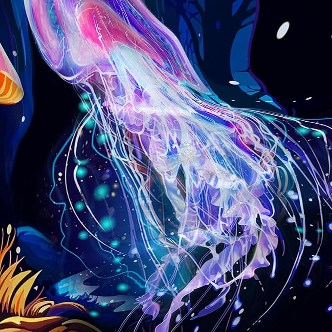 AILONEN Beautiful Jellyfish Shower Curtain,Magic Mushroom Waterproof Fabric Bath Curtain for Kids Girls,Boho Style Mysterious Planet Shower Curtain Set for Bathroom, 72" W*78" H