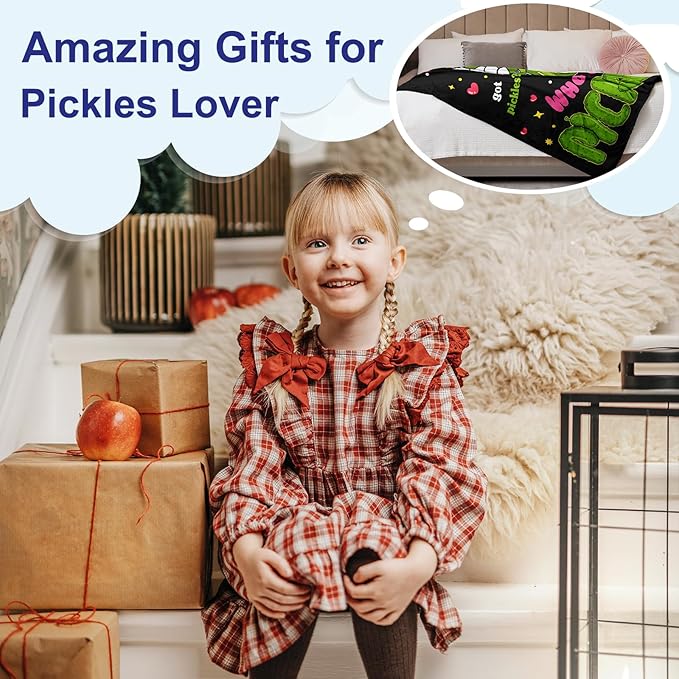 Pickle Gifts Blanket, Pickle Gifts for Pickle Lovers, Funny Pickles Gifts for Kids, Just a Girl Who Loves Pickles Blanket, Best Pickle Gifts Birthday Christmas Ideas Blanket 40"X50"