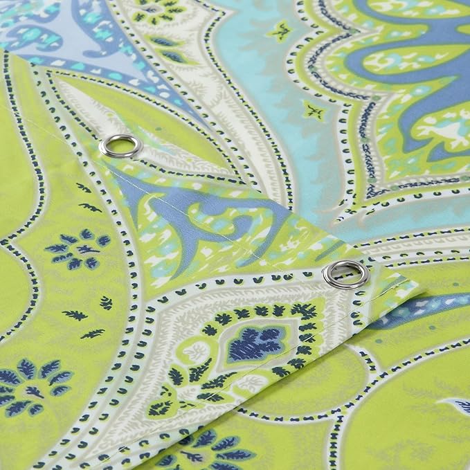 Medina Saffron Damask Blue Fabric Printed Green Waterproof Polyester Shower Curtain for Bathroom,Small 54" W x Extra 78" H