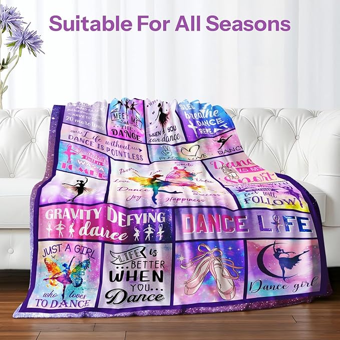Gifts for Dancers, Dance Gifts Dance Recital Gifts for Girls, Dance Blanket, Dancer Gifts for Girls Teens, Ballet Blanket Gymnastics Blanket on Christmas Birthday Thanksgivings 60x80 in