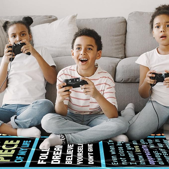 Gamer Gifts for Teenage Boys, 50x60 Inch Gamer Blanket Video Game Gifts Gaming Blanket for Son Cozy Throw Blanket Gamer Room Decor Gamer Gifts for Boys 8-12 Son Blanket from Dad Mom