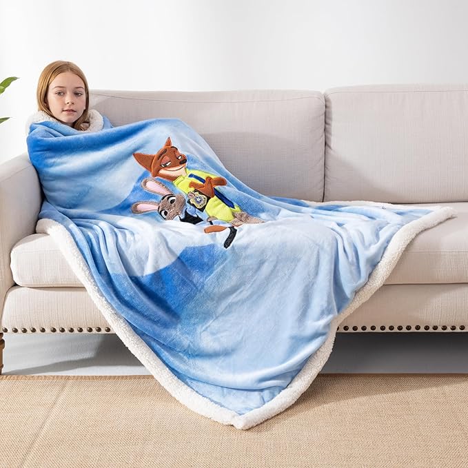COSUSKET Kids Throw Blanket, 3D Fox Embroidery Sherpa Bunny Blanket Girls Boys Gifts