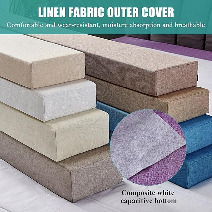 Mattress Extender, Bed Gap/Space Filler, Headboard Pillow Between Headboard and Mattress or Wall, High-Density Foam with Removable Cover（Light Grey-Full-54 * 8 * 12in）