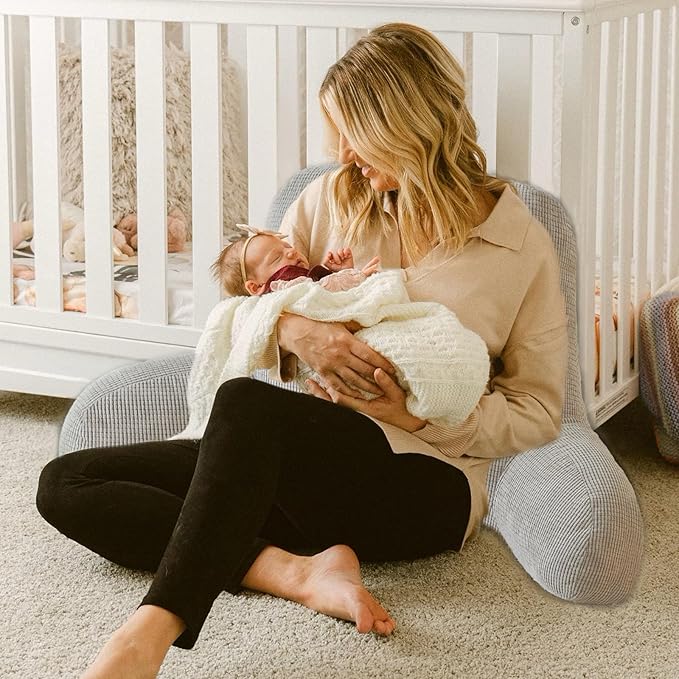 Back Pillow for Bed Sitting Up,Reading Pillow for Sitting in Bed Adult with Arm Pillow,Back Rest Pillow for Sitting in Bed with Pockets,While Gaming,Working,Watching,Large-Gray