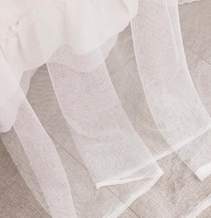 Mengersi Canopy Bed Curtains Bed Canopy with Lights for Girls, Bed Netting Unique Style 4 Door Mosquito Net for Adults Women Bedroom (White+Lights, California King)