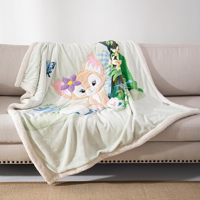 COSUSKET Kids LinaBell Throw Blanket, 3D Cartoon Embroidery Sherpa Blanket Girls Gifts