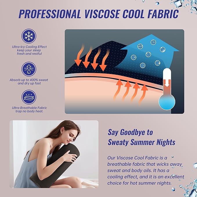 Cooling Knee Pillow for Back Sleeping, Knee Wedge Pillow for Back Pain, Cooling Body Pillow Leg Pillow for Side Sleeping, Knee Bolster Pillow for Legs support, Half Moon Knee Pillow for Back Sleeping