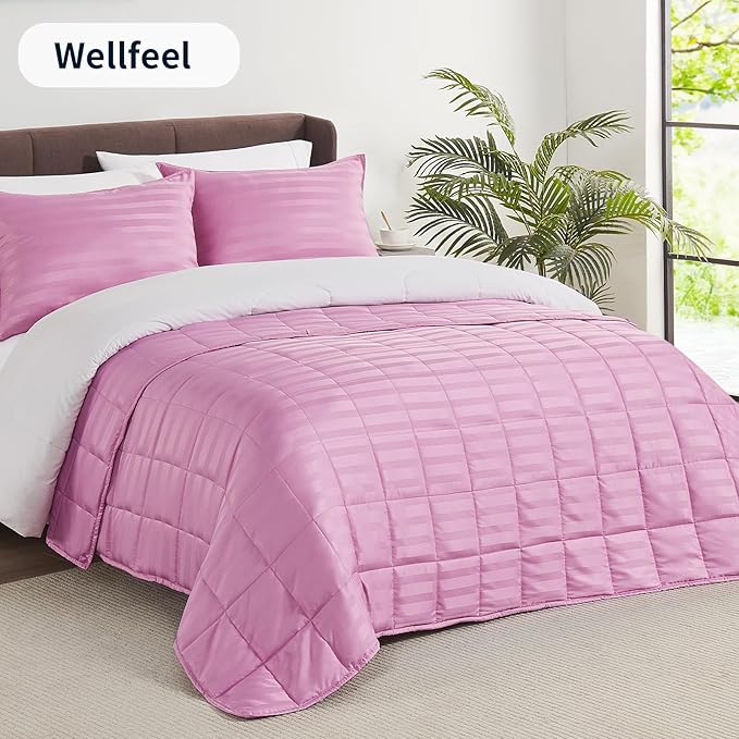 Weighted Blanket for Adult,20lbs Heavy Weighted Blanket 60"x80" Breathable Cooling Summer Blankets, Ultra Soft Cotton Comfort Throw Blanket with Glass Beads for All-Season (Pink)